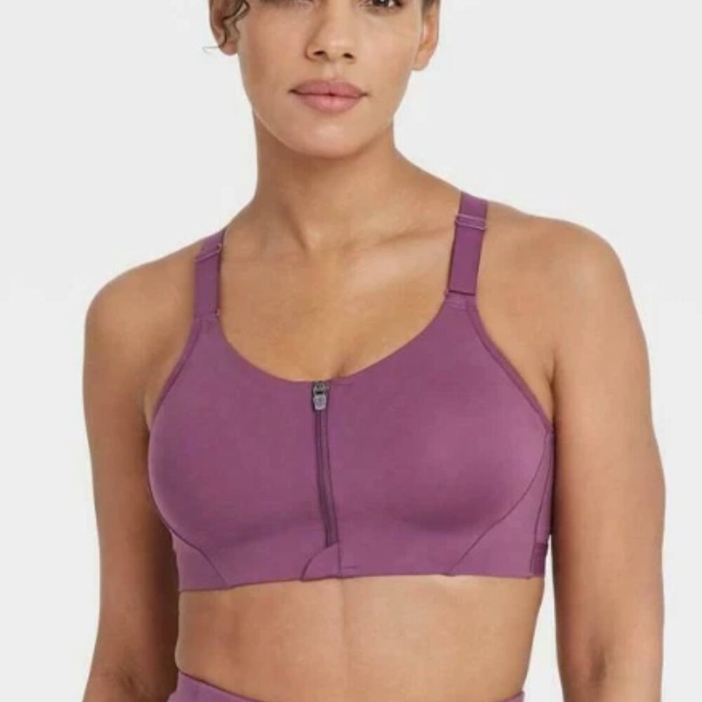 All in Motion Dark Violet Zip-Front Sports Bra